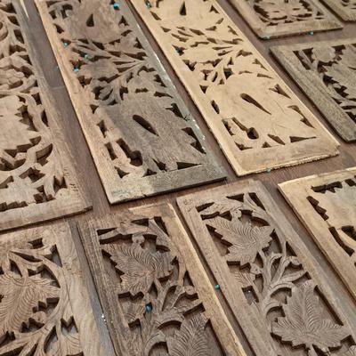 LOT 220: Carved Wood Panel with Individual Carved Pieces & Vintage High Chair