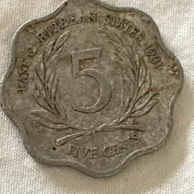 1994? AND 1981 EAST CARIBBEAN FIVE CENT COIN