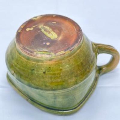 19th C. French Green Lead Glazed Terracotta Bowl- local pickup and shipping available