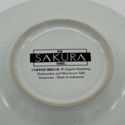 Three Sakura Coffee Cup Saucer-local pickup and shipping available