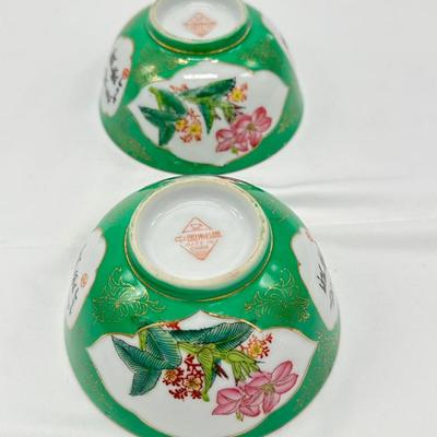 Pair of Chinese Famille Verte Bowls 1970s-local pickup and shipping available