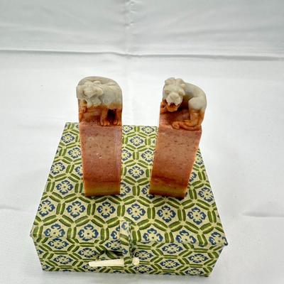 Pair of Chinese Soap Stone Stamp/seal
