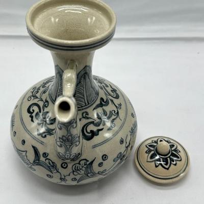 Chinese Vintage White And Blue Teapot