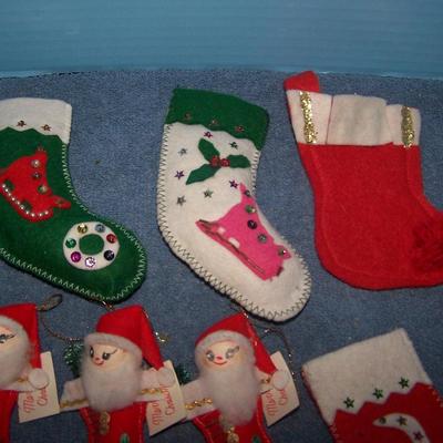 LOT 162 FAB VINTAGE MCM CHRISTMAS DECORATIONS-MINI STOCKINGS