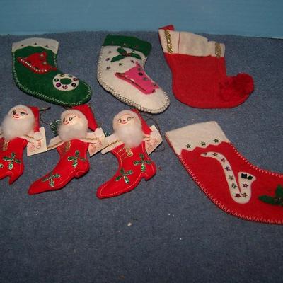 LOT 162 FAB VINTAGE MCM CHRISTMAS DECORATIONS-MINI STOCKINGS