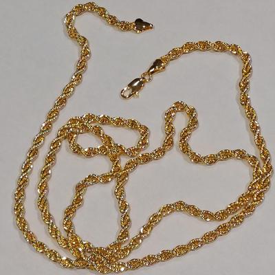 Solid 14k Yellow Gold Filled Rope Chain Necklace (6 mm, 36 inch)