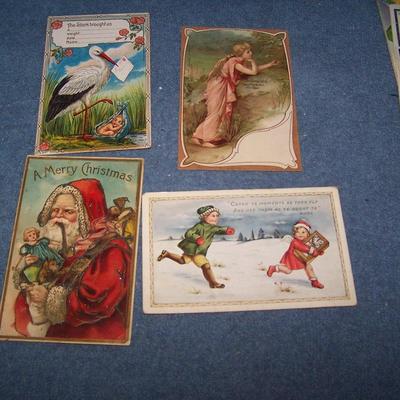 LOT 176 GREAT VINTAGE POSTCARDS-CHRISTMAS/THANKSGIVING MISC PICS