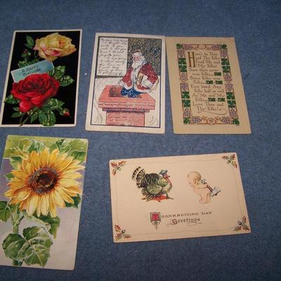LOT 176 GREAT VINTAGE POSTCARDS-CHRISTMAS/THANKSGIVING MISC PICS