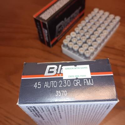 2 FULL BOXES OF BLAZER 45 AUTO AMMUNITION