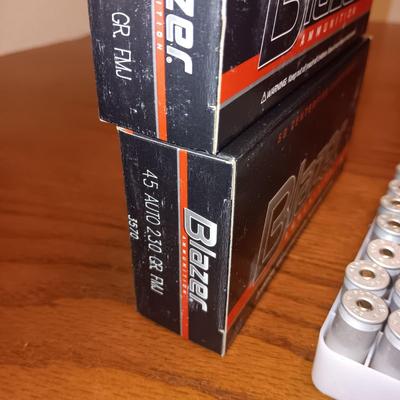 2 FULL BOXES OF BLAZER 45 AUTO AMMUNITION