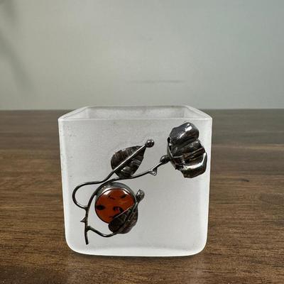 Decorative Glass Made Of Amber And Silver- FREE NATIONWIDE SHIPPING FOR ALL LOTS