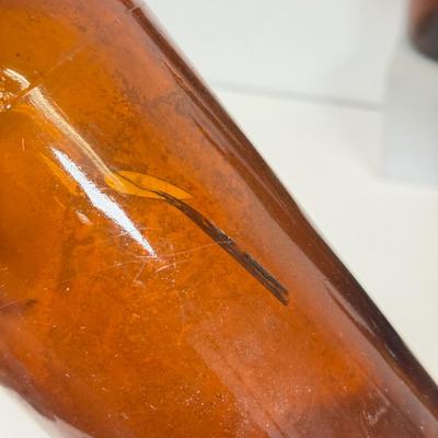 LOT 28: Vintage Brown Glass Flasks & Bottles