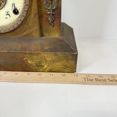 LOT 33: Wood French Style Mantle Clock for Parts or Repair