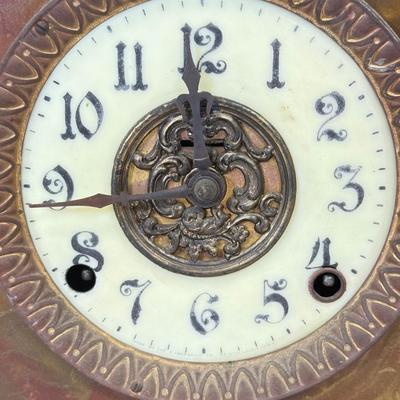 LOT 33: Wood French Style Mantle Clock for Parts or Repair