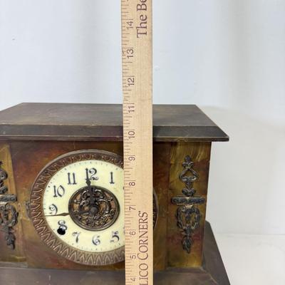 LOT 33: Wood French Style Mantle Clock for Parts or Repair