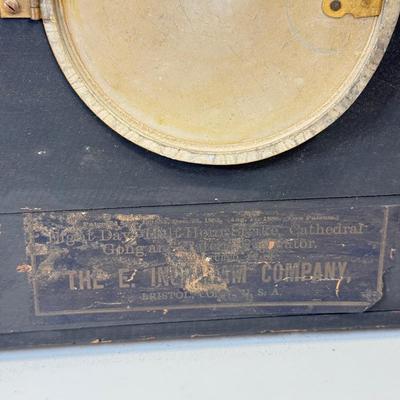 LOT 33: Wood French Style Mantle Clock for Parts or Repair