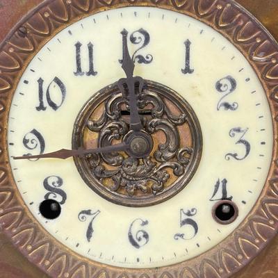 LOT 33: Wood French Style Mantle Clock for Parts or Repair