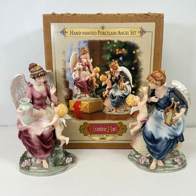 LOT 131: Grandeur Noel Hand Painted Porcelain Angels w/ Box