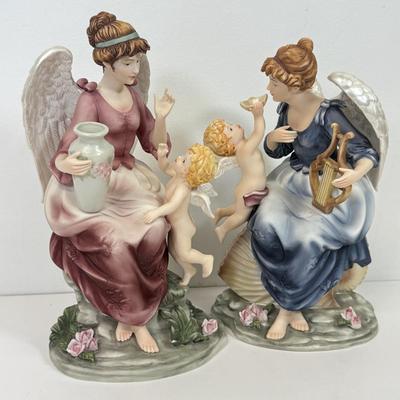 LOT 131: Grandeur Noel Hand Painted Porcelain Angels w/ Box
