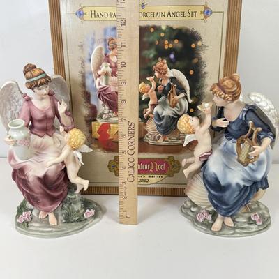 LOT 131: Grandeur Noel Hand Painted Porcelain Angels w/ Box
