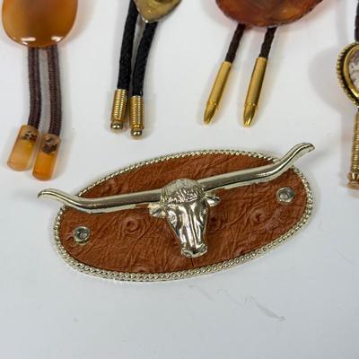LOT 134: Bolo Ties: Stone, Eagle, Arrowhead & More