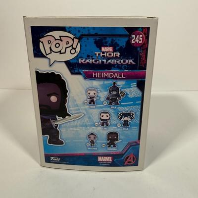 LOT 175: Four Marvel Funko Pops: Heimdall (245), Captain America (288), Thor (240), & X-Men Psylocke DORBZ (216)