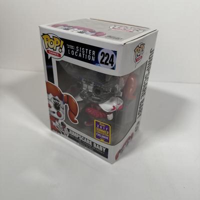 LOT 176: Three Five Nights at Freddy's Funko Pops: Nightmare Cupcake (218), Nightmare Freddy (111), & Jumpscare Baby (224)