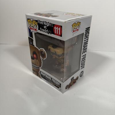 LOT 176: Three Five Nights at Freddy's Funko Pops: Nightmare Cupcake (218), Nightmare Freddy (111), & Jumpscare Baby (224)