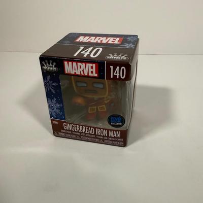 LOT 177: Four Marvel Funko Pops: Thor (286), Groot (293), Vision (307), & Gingerbread Iron Man MINI (140)