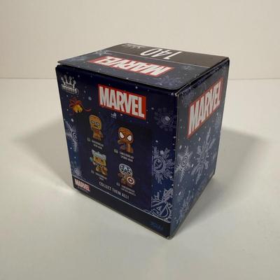 LOT 177: Four Marvel Funko Pops: Thor (286), Groot (293), Vision (307), & Gingerbread Iron Man MINI (140)