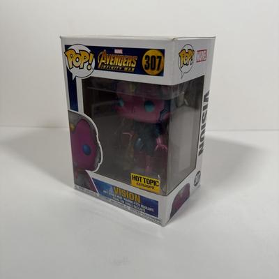 LOT 177: Four Marvel Funko Pops: Thor (286), Groot (293), Vision (307), & Gingerbread Iron Man MINI (140)