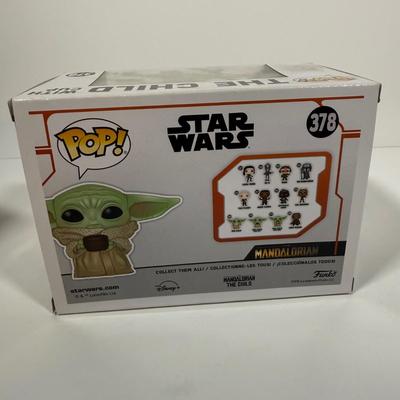 LOT 178: Two Star Wars Funko Pops: The Child with Egg Canister (407) & The Child with Cup (378)