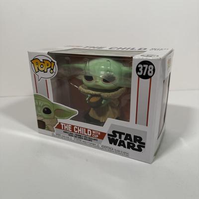 LOT 178: Two Star Wars Funko Pops: The Child with Egg Canister (407) & The Child with Cup (378)