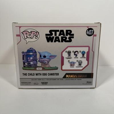 LOT 178: Two Star Wars Funko Pops: The Child with Egg Canister (407) & The Child with Cup (378)