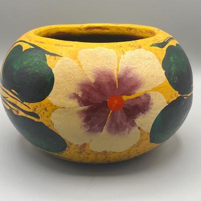 LOT 179: Vintage McCoy Ivy and Twig Teapot and Vintage Hand Painted "Mexico" Ceramic Planters