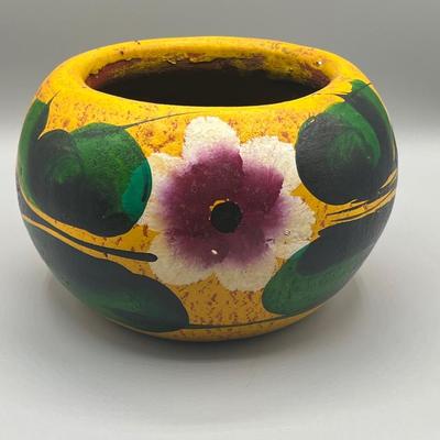 LOT 179: Vintage McCoy Ivy and Twig Teapot and Vintage Hand Painted "Mexico" Ceramic Planters