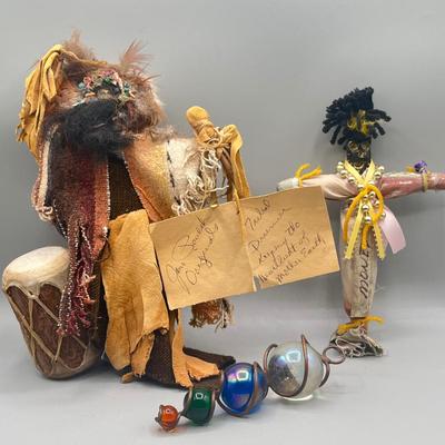 LOT 181: Mother Earth Lot - Tribal Drummer, Good Luck Voodoo Doll and More