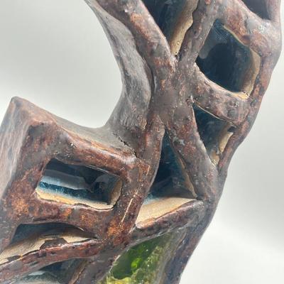 LOT 183: The Mouse and The House - Carved Wooden Mounted Mouse Statue and Heavy Ceramic House Statue