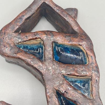 LOT 183: The Mouse and The House - Carved Wooden Mounted Mouse Statue and Heavy Ceramic House Statue