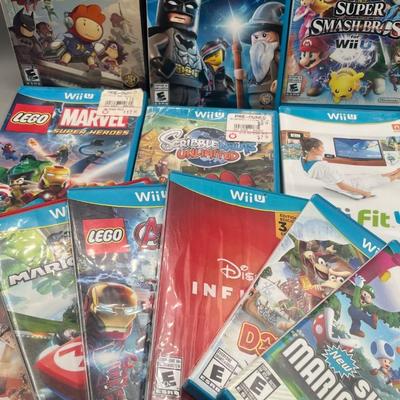 LOT 194: Wii-U Game Collection - Super Mario Bros, Lego Avengers, Super Smash Bros and More