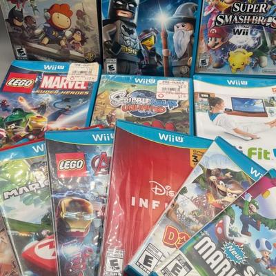 LOT 194: Wii-U Game Collection - Super Mario Bros, Lego Avengers, Super Smash Bros and More