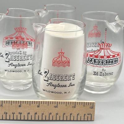 LOT 198: Oh Those Wildwood Days! Vintage Ed Zaberer's Anglesea Inn Glass Zaberized Cocktail Pitchers