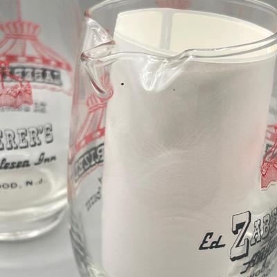 LOT 198: Oh Those Wildwood Days! Vintage Ed Zaberer's Anglesea Inn Glass Zaberized Cocktail Pitchers