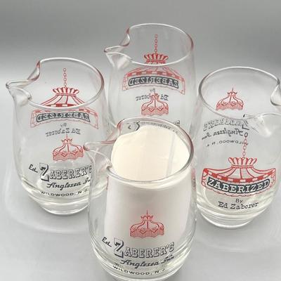 LOT 198: Oh Those Wildwood Days! Vintage Ed Zaberer's Anglesea Inn Glass Zaberized Cocktail Pitchers