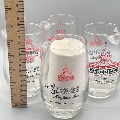 LOT 198: Oh Those Wildwood Days! Vintage Ed Zaberer's Anglesea Inn Glass Zaberized Cocktail Pitchers
