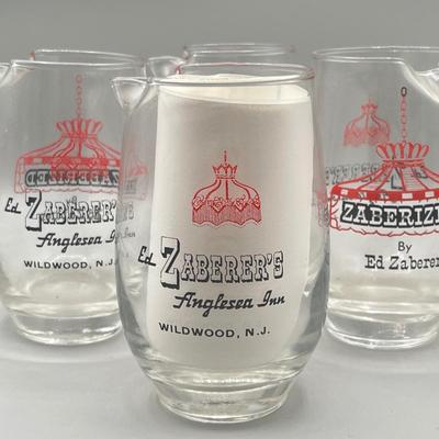 LOT 198: Oh Those Wildwood Days! Vintage Ed Zaberer's Anglesea Inn Glass Zaberized Cocktail Pitchers