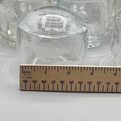 LOT 200: Vintage Nestle Nescafe Globe/Map Glassware Collection - Sugar Bowl, Creamer and Mugs
