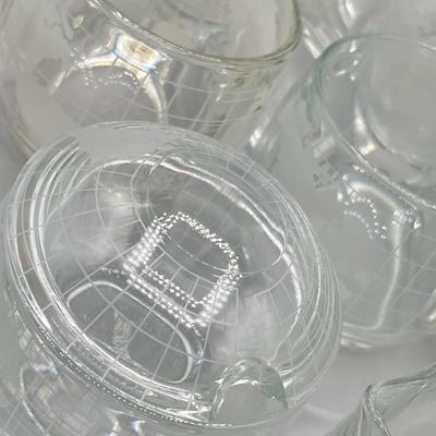 LOT 200: Vintage Nestle Nescafe Globe/Map Glassware Collection - Sugar Bowl, Creamer and Mugs