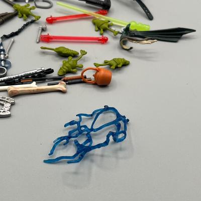 LOT 214: Star Wars Accessory Collection - 1990s Figures - Guns, Light Sabers, Clothes, Wepons and More