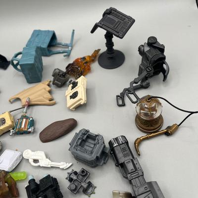 LOT 214: Star Wars Accessory Collection - 1990s Figures - Guns, Light Sabers, Clothes, Wepons and More